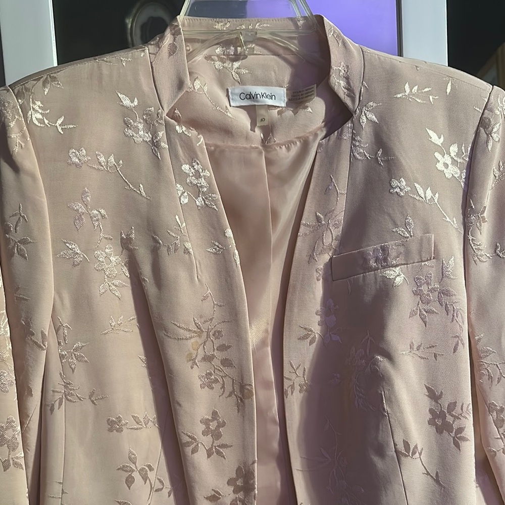 Calvin Klein Pink Floral Blazer Satin Finish